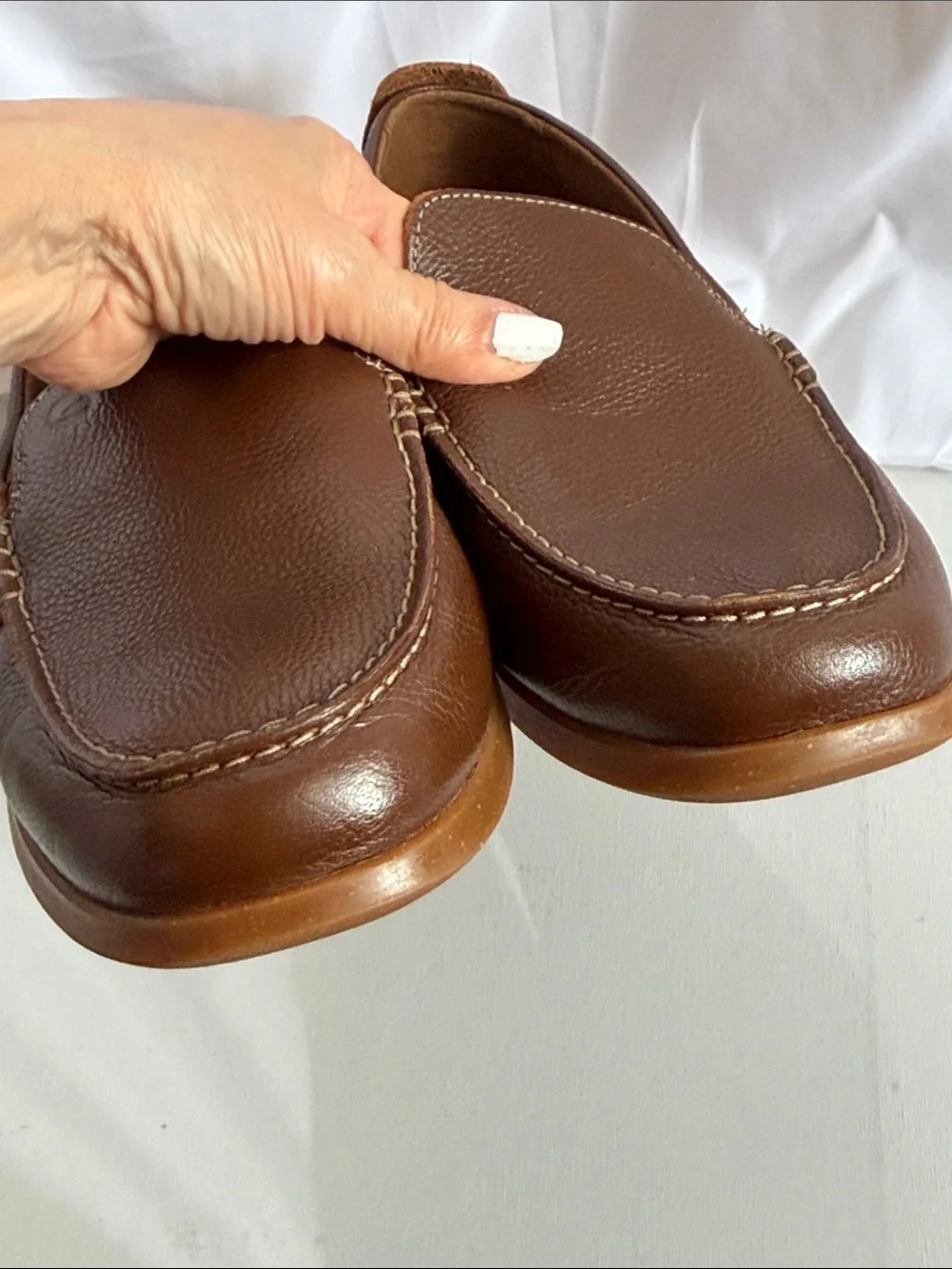 Clarks Brown Leather Slip-On Loafers with Blue Insoles